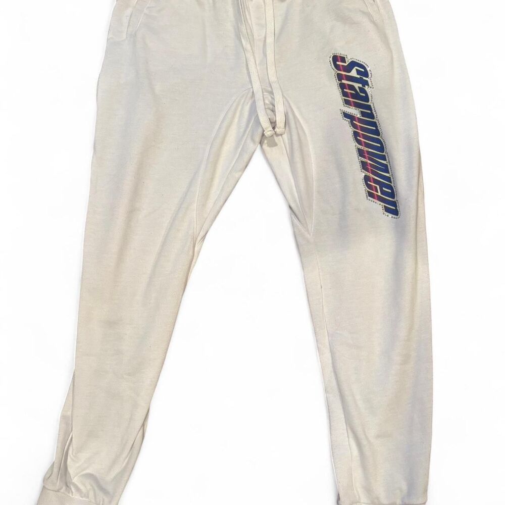 starpower Women's White and Cream Joggers-tracksuits